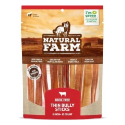 Natural Farm Odor Free Extra Thin Bully Sticks 6" 10pk
