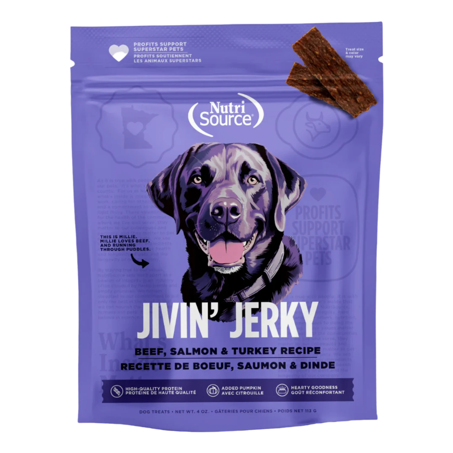 Nutrisource Jivin' Jerky Beef, Turkey & Salmon Healthy Jerky Dog Treats 4 Oz 3 Nutrisource Jivin' Jerky Beef, Turkey & Salmon Healthy Jerky Dog Treats 4 Oz