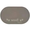 ORE Pet Oval Silicone Placemat Woof Grey - Large -Mutts And Co-us OREPetOvalSiliconePlacematWolfGrey Large