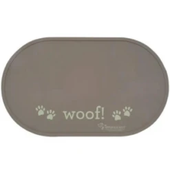 ORE Pet Oval Silicone Placemat Woof Grey - Large