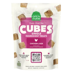 Open Farm Cubes Freeze Dried Raw Single Ingredient Chicken Liver Dog Treats 3-oz
