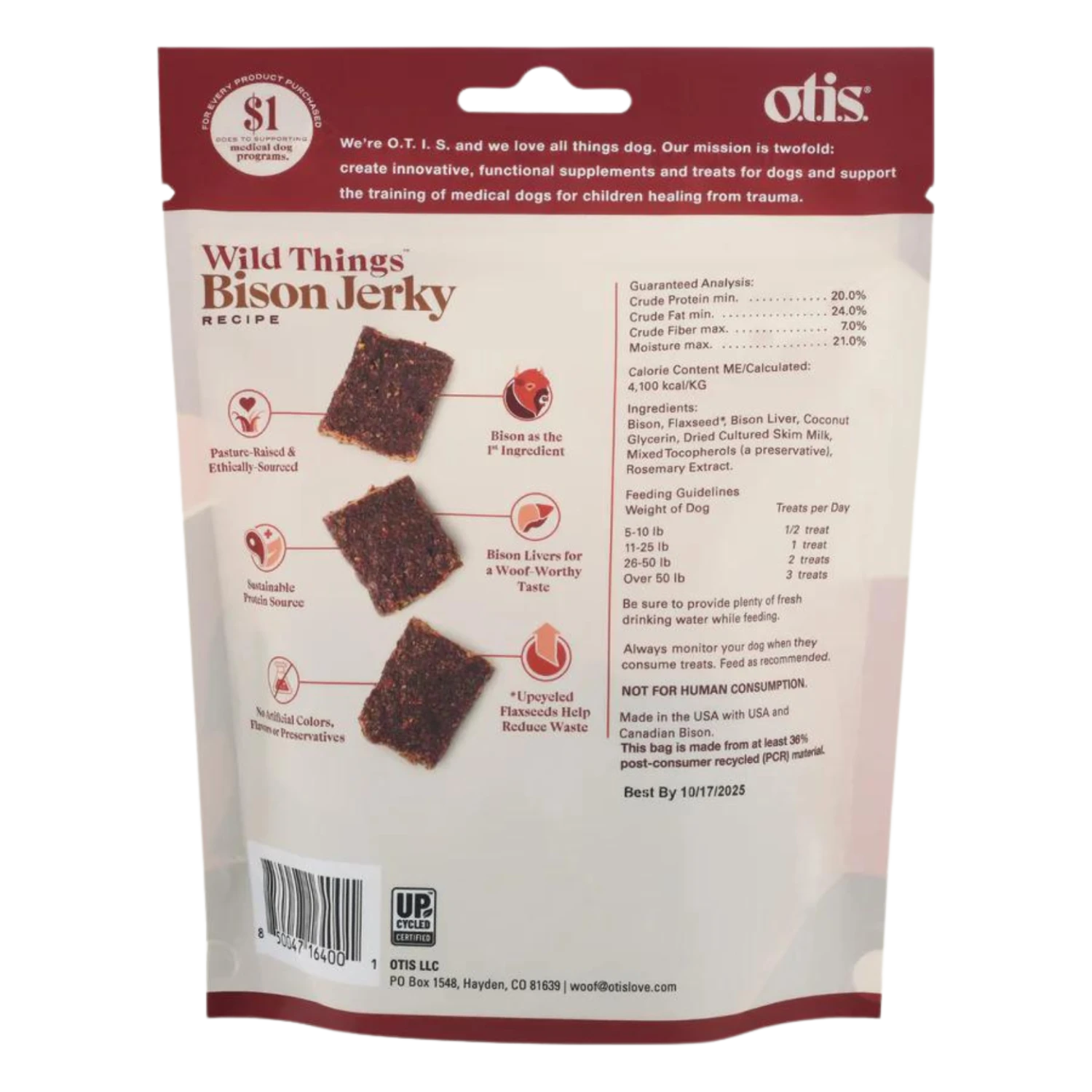 Otis Wild Things Bison Recipe Jerky Dog Treats 4 Oz 4 Otis Wild Things Bison Recipe Jerky Dog Treats 4 Oz - Image 2