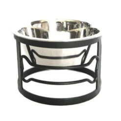 Pets Stop Bone Single Diner Raised Feeder Black