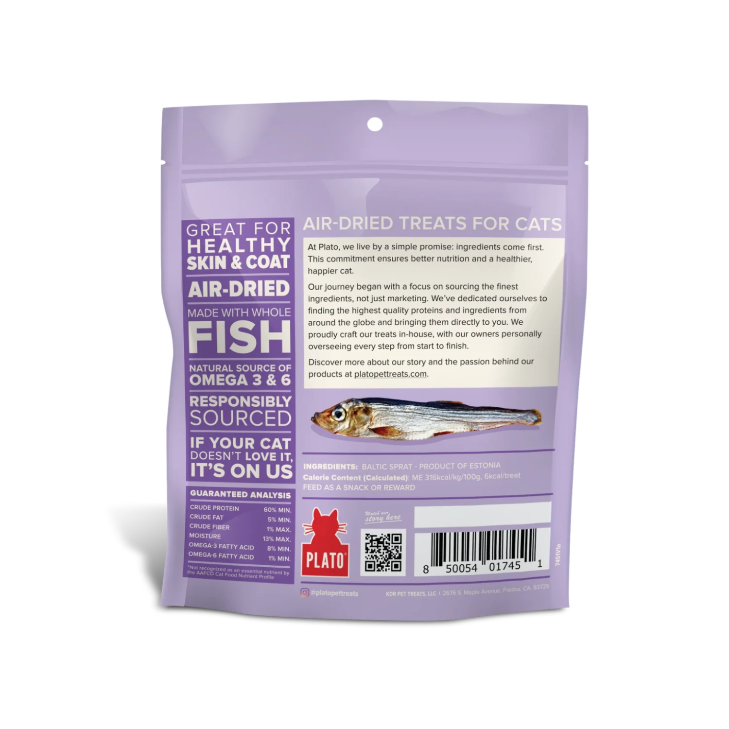 Plato Grain-Free Air Dried Baltic Sprat Cat Treats 2.5 Oz 4 Plato Grain-Free Air Dried Baltic Sprat Cat Treats 2.5 Oz - Image 2