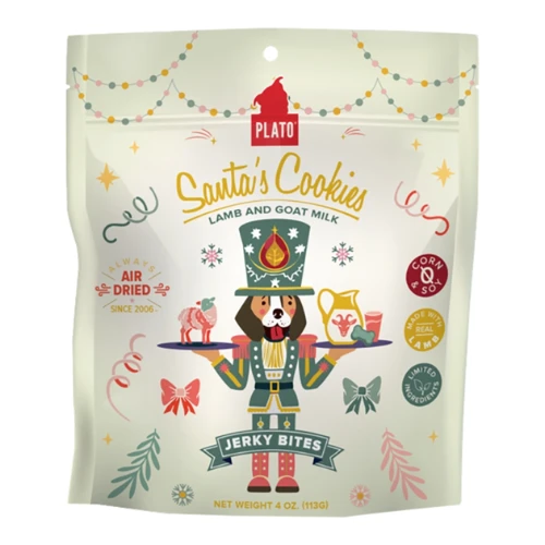 Plato Holiday Santas Cookies Lamb & Goat Milk Jerky Dog Treats 4oz 3 Plato Holiday Santas Cookies Lamb & Goat Milk Jerky Dog Treats 4oz
