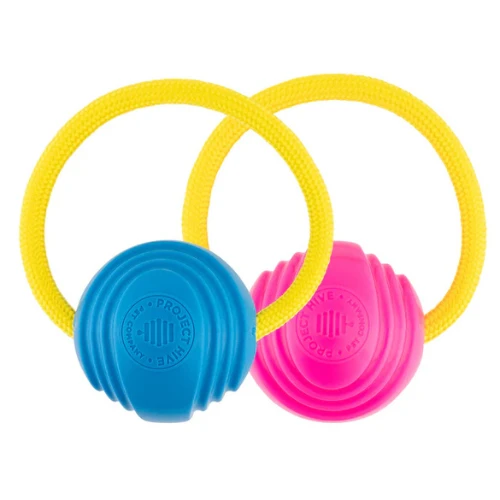 Project Hive Pet Company Looped Ball Dog Toy, Medium, 2 Count, Pink & Blue 3 Project Hive Pet Company Looped Ball Dog Toy, Medium, 2 Count, Pink & Blue