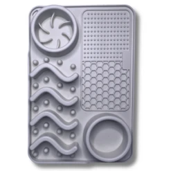 Pups Up Rectangle Lick Mat & Slow Feeder Combo Grey