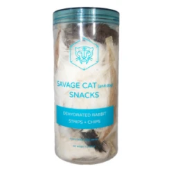 Savage Cat Dehydrated Rabbit Strips & Scalp Chips For Dogs And Cats, 3 Oz
