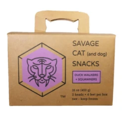 Savage Cat Frozen Duck Head & Feet For Dogs And Cats, 4 Pack