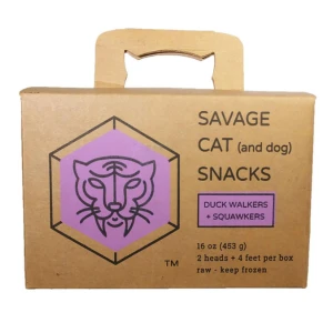 Savage Cat Frozen Duck Head & Feet For Dogs And Cats, 4 Pack 3 Savage Cat Frozen Duck Head & Feet For Dogs And Cats, 4 Pack