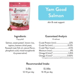 Shameless Pets Crunchy Yam Good Salmon Cat Treats, 2.5oz -Mutts And Co-us ShamelessPetsCrunchyYamGoodSalmonCatTreats 2.5oz