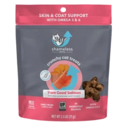 Shameless Pets Crunchy Yam Good Salmon Cat Treats, 2.5oz