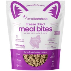 Small Batch Freeze Dried Turkey Bites Meal Cat Food 10 Oz