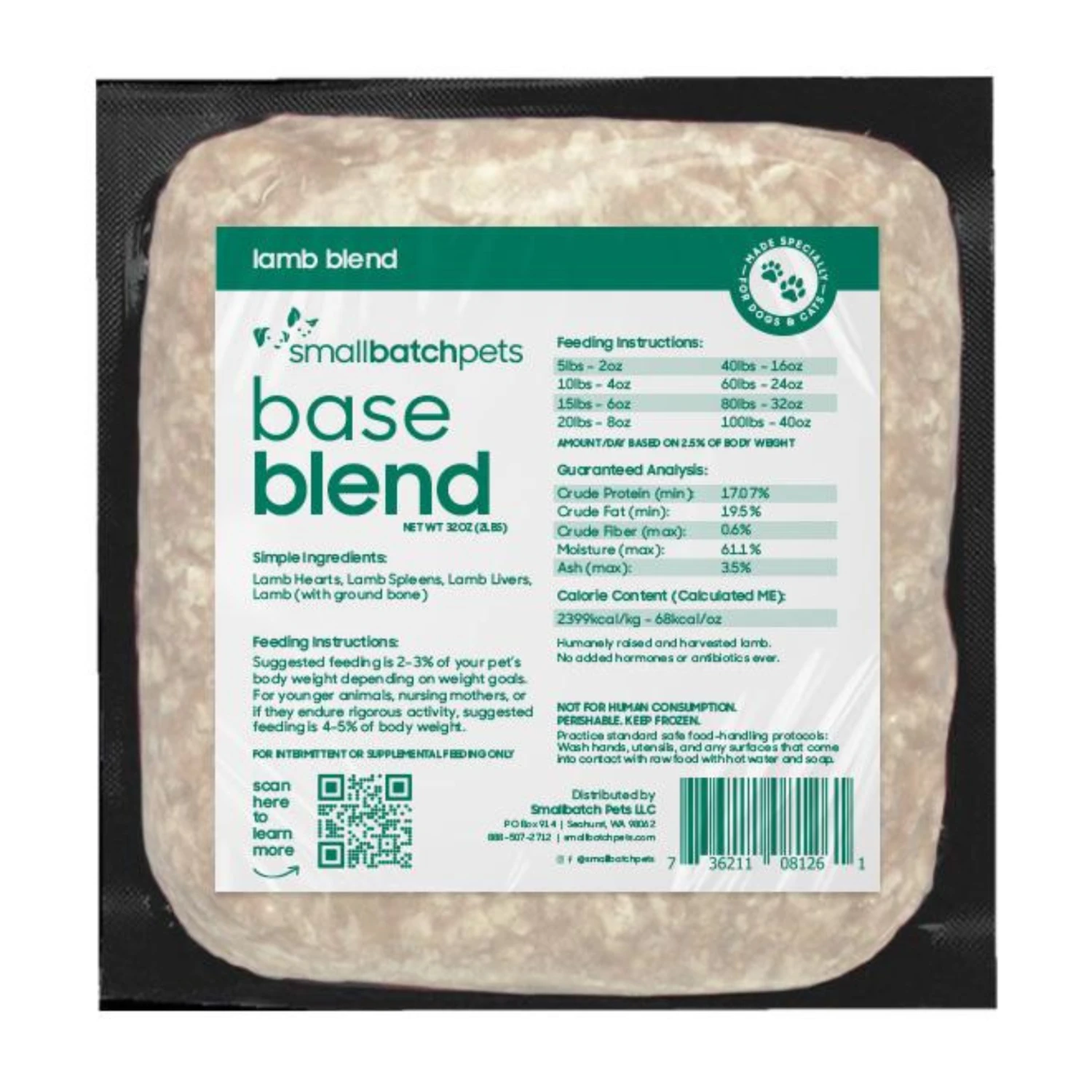 Small Batch Frozen Lamb Blend For Dogs & Cats, 2 Lb 3 Small Batch Frozen Lamb Blend For Dogs & Cats, 2 Lb