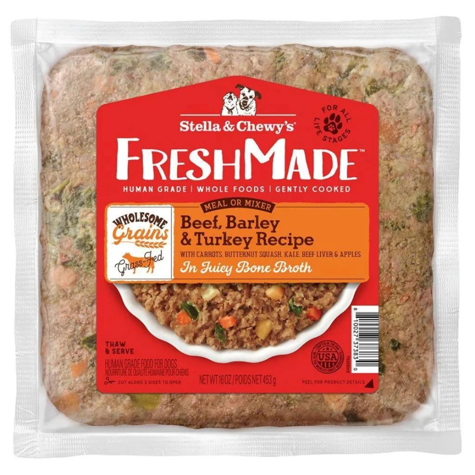 Stella & Chewy's FreshMade Beef, Barley & Turkey Gently Cooked Dog Food 16oz 3 Stella & Chewy's FreshMade Beef, Barley & Turkey Gently Cooked Dog Food 16oz