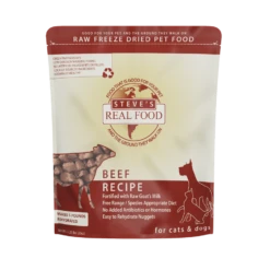 Steve's Real Food Freeze-Dried Raw Dog And Cat Food Nuggets Beef, 1.25 Lbs
