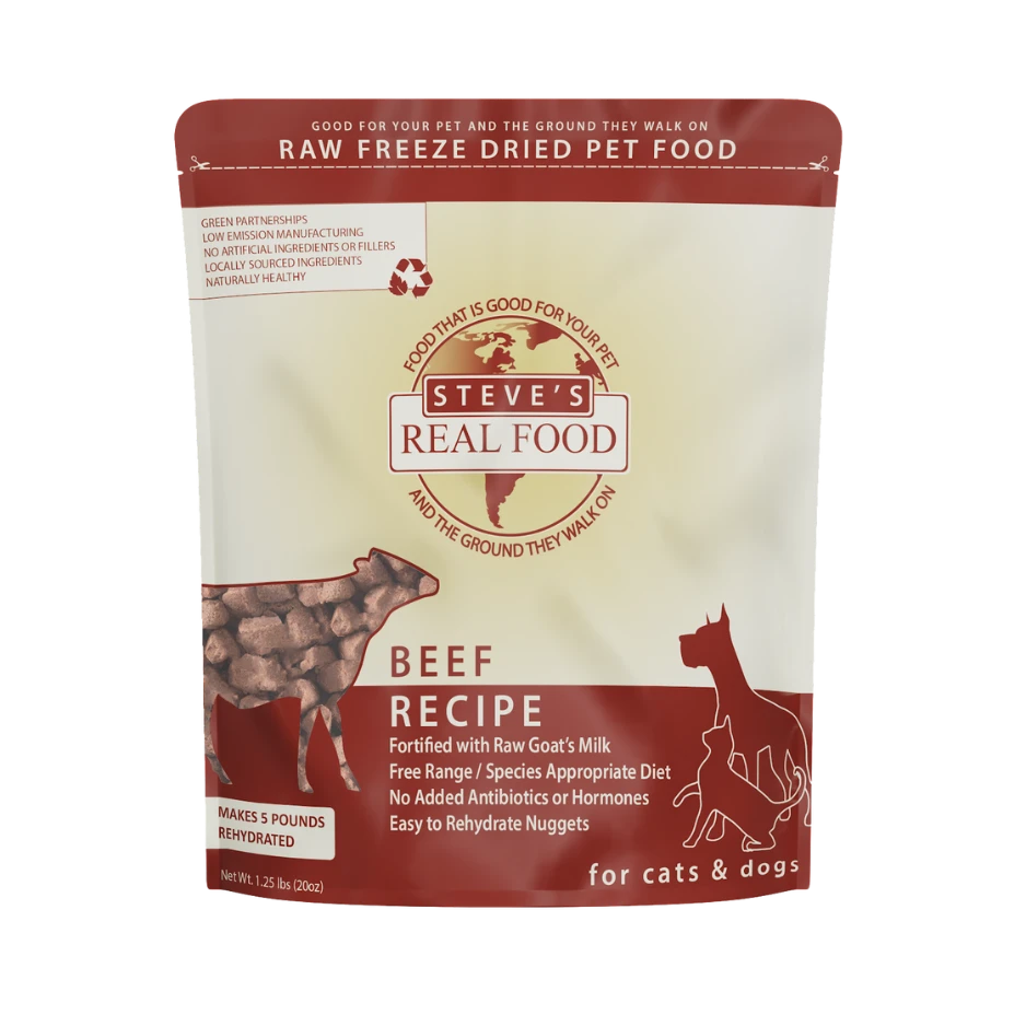 Steve's Real Food Freeze-Dried Raw Dog And Cat Food Nuggets Beef, 1.25 Lbs 3 Steve's Real Food Freeze-Dried Raw Dog And Cat Food Nuggets Beef, 1.25 Lbs