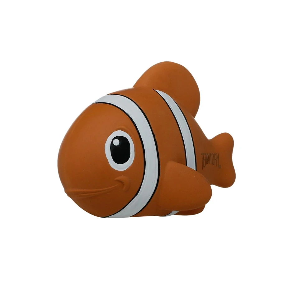 Territory Natural Rubber Clown Fish Squeaker Dog Toy 6 Territory Natural Rubber Clown Fish Squeaker Dog Toy - Image 4