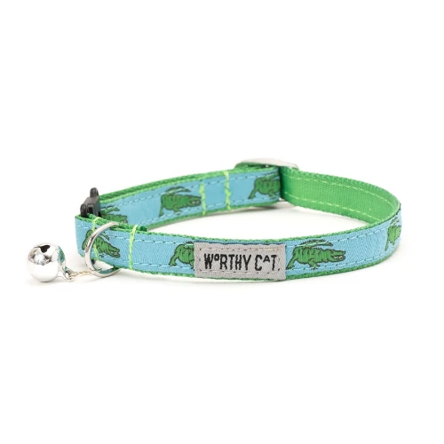 The Worthy Dog Alligators Blue Cat Collar 3 The Worthy Dog Alligators Blue Cat Collar