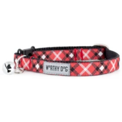The Worthy Dog Bias Plaid Red Cat Collar