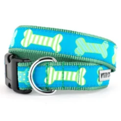 The Worthy Dog Preppy Bones Blue Dog Collar