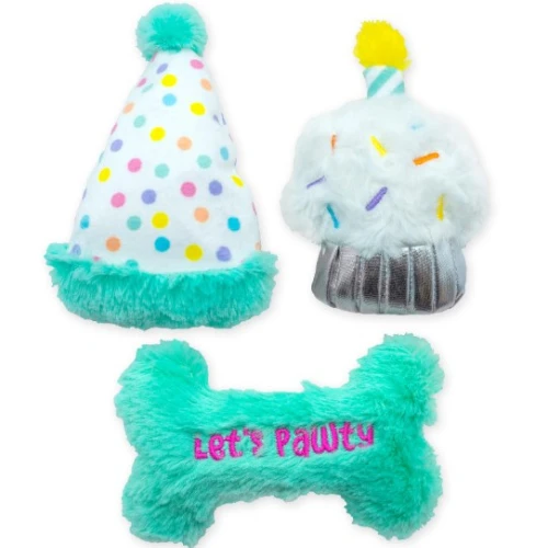 Thoozypet Birthday 3 Pack Small Plush Dog Toys 3 Thoozypet Birthday 3 Pack Small Plush Dog Toys