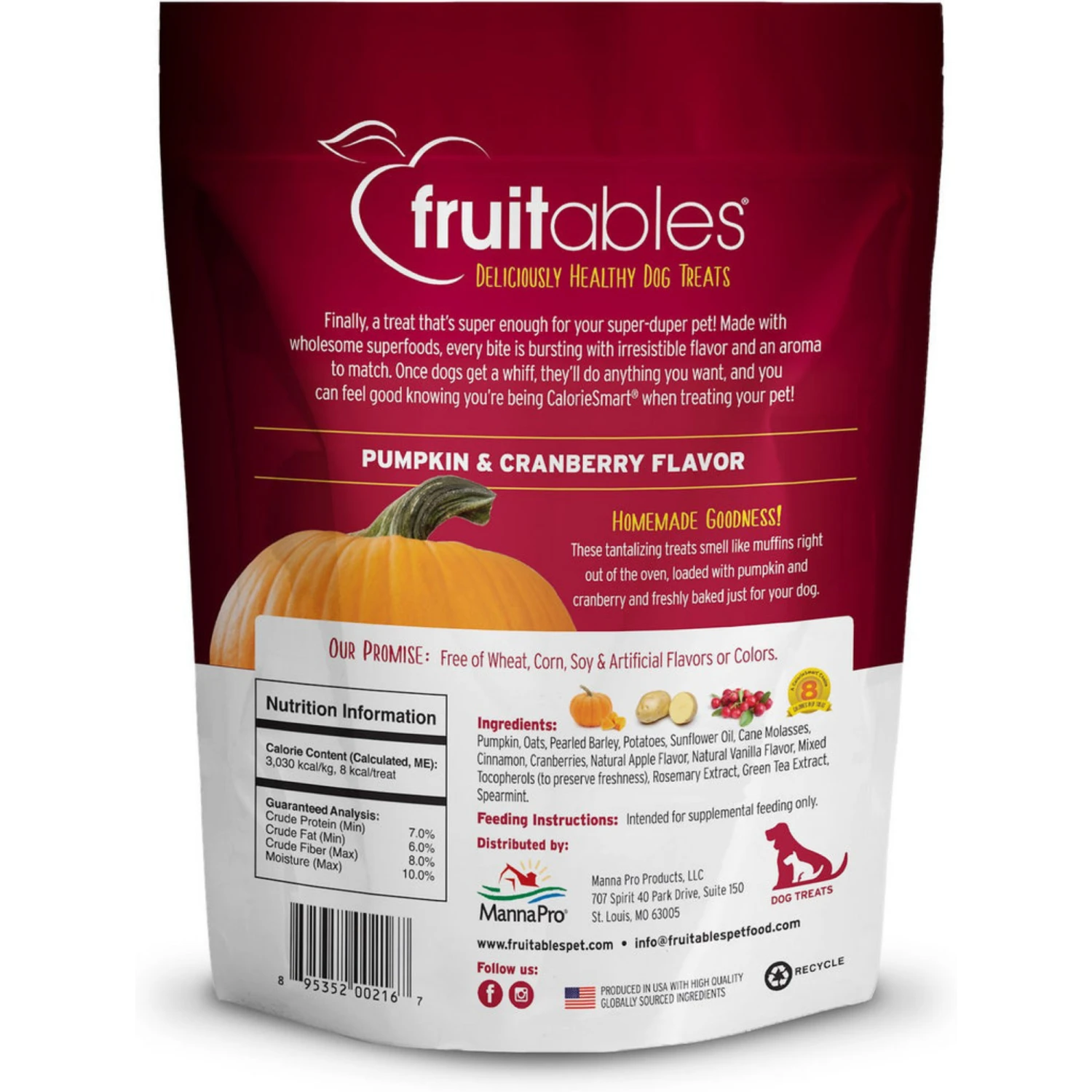 Fruitables Pumpkin & Cranberry Flavor Crunchy Dog Treats 7oz 4 Fruitables Pumpkin & Cranberry Flavor Crunchy Dog Treats 7oz - Image 2