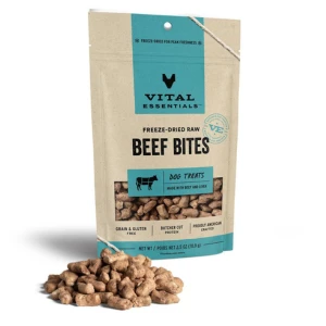 Vital Essentials Freeze-Dried Beef Dog Treats 2.5 Oz 3 Vital Essentials Freeze-Dried Beef Dog Treats 2.5 Oz