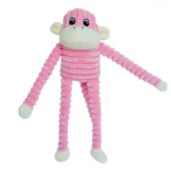 ZippyPaws Spencer The Crinkle Monkey Dog Toy, Pink, Small