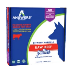 Answers Pet Food Detailed Formula Beef Raw Frozen Dog Food 4 Lb, 8oz Patties