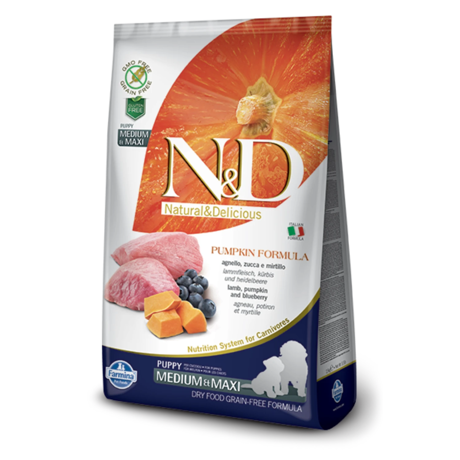 Farmina N&D Pumpkin Lamb & Blueberry Medium & Maxi Puppy Dry Dog Food 3 Farmina N&D Pumpkin Lamb & Blueberry Medium & Maxi Puppy Dry Dog Food
