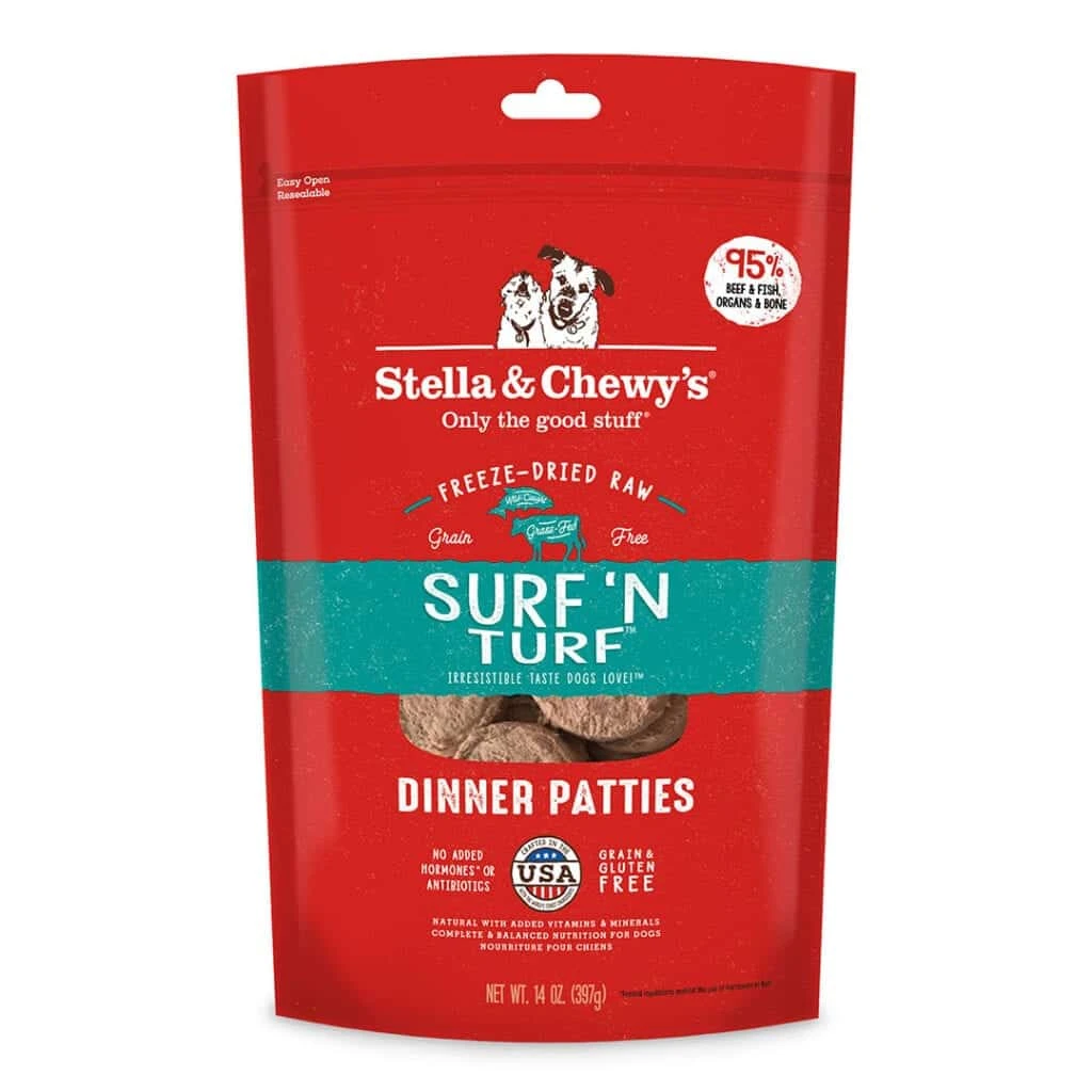 Stella & Chewy's Surf 'N Turf Dinner Patties Freeze-Dried Dog Food 3 Stella & Chewy's Surf 'N Turf Dinner Patties Freeze-Dried Dog Food