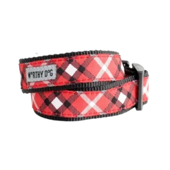 The Worthy Dog Bias Plaid Red Dog Collar